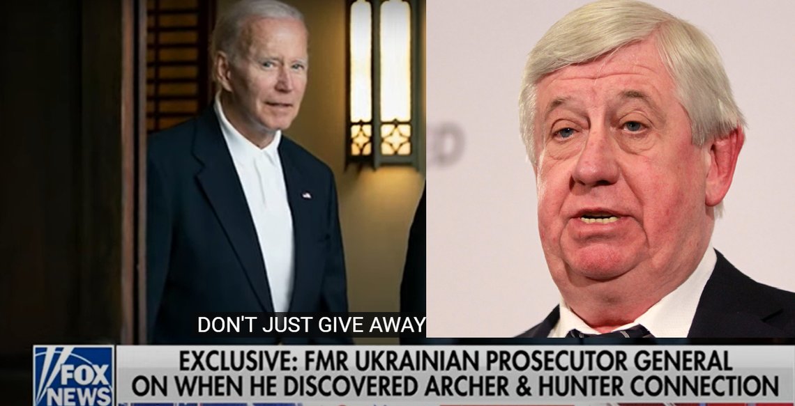 I et intervju med Fox News natt til søndag 27. august kom den tidligere riksadvokaten i Ukraina, mannen daværende visepresident i USA, Joe Biden, fikk sparket, med kraftige anklager mot Biden og hans sønn, Hunter. Fotomontasje: Document / Shokin-foto: Sergei Chuzavkov / AP Photo / NTB I et intervju med Fox News natt til søndag 27. august kom den tidligere riksadvokaten i Ukraina, mannen daværende visepresident i USA, Joe Biden, fikk sparket, med kraftige anklager mot Biden og hans sønn, Hunter. Fotomontasje: Document / Shokin-foto: Sergei Chuzavkov / AP Photo / NTB