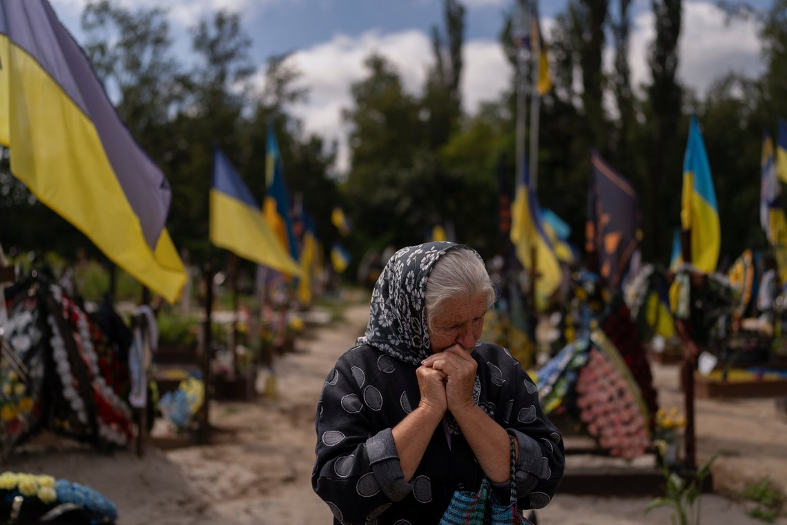 Svitlana Sushko, 62, sobs while visiting the grave of her youngest son, a Ukrainian soldier who was killed last year in the war against Russia, in Kyiv, Ukraine, Thursday, Aug. 3, 2023. (AP Photo/Jae C. Hong) Svitlana Sushko, 62, sobs while visiting the grave of her youngest son, a Ukrainian soldier who was killed last year in the war against Russia, in Kyiv, Ukraine, Thursday, Aug. 3, 2023. (AP Photo/Jae C. Hong)