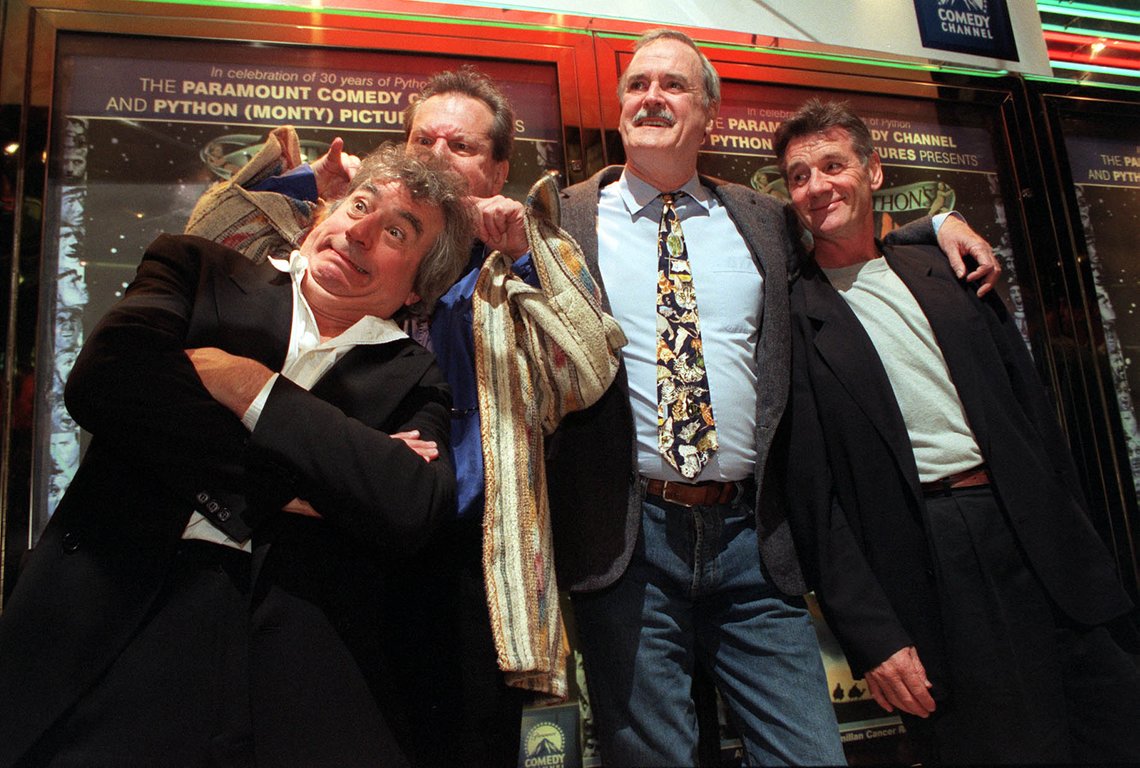 Monty Python stjernene Michael Palin, Terry Jones, John Cleese og Terry Gilliam. Foto: Justin Williams/NTB Monty Python stjernene Michael Palin, Terry Jones, John Cleese og Terry Gilliam. Foto: Justin Williams/NTB