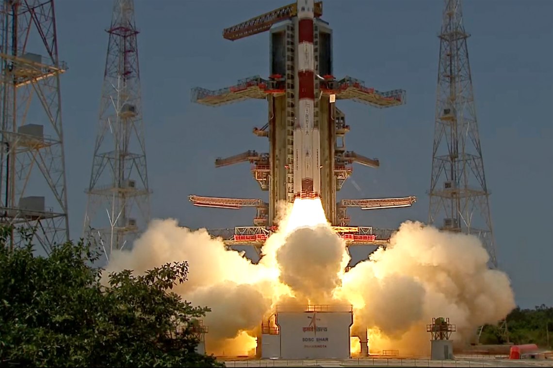 The screengrab from Indian Space Research Organisation (ISRO) Youtube channel shows the Aditya-L1 spacecraft lifts off on board a satellite launch vehicle from the space center in Sriharikota, India, Saturday, Sept. 2, 2023. (Indian Space Research Organisation via AP) The screengrab from Indian Space Research Organisation (ISRO) Youtube channel shows the Aditya-L1 spacecraft lifts off on board a satellite launch vehicle from the space center in Sriharikota, India, Saturday, Sept. 2, 2023. (Indian Space Research Organisation via AP)