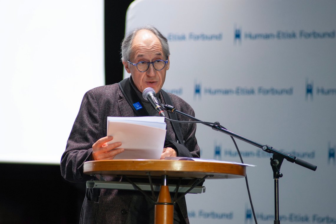 Oslo 20230121.
Charlie Hebdos sjefredaktør Gérard Biard holder foredraget "foredrag til forargelse" i Det Gamle Biblioteket i Oslo lørdag.
Foto: Human-Etisk Forbund / NTB Oslo 20230121.
Charlie Hebdos sjefredaktør Gérard Biard holder foredraget "foredrag til forargelse" i Det Gamle Biblioteket i Oslo lørdag.
Foto: Human-Etisk Forbund / NTB