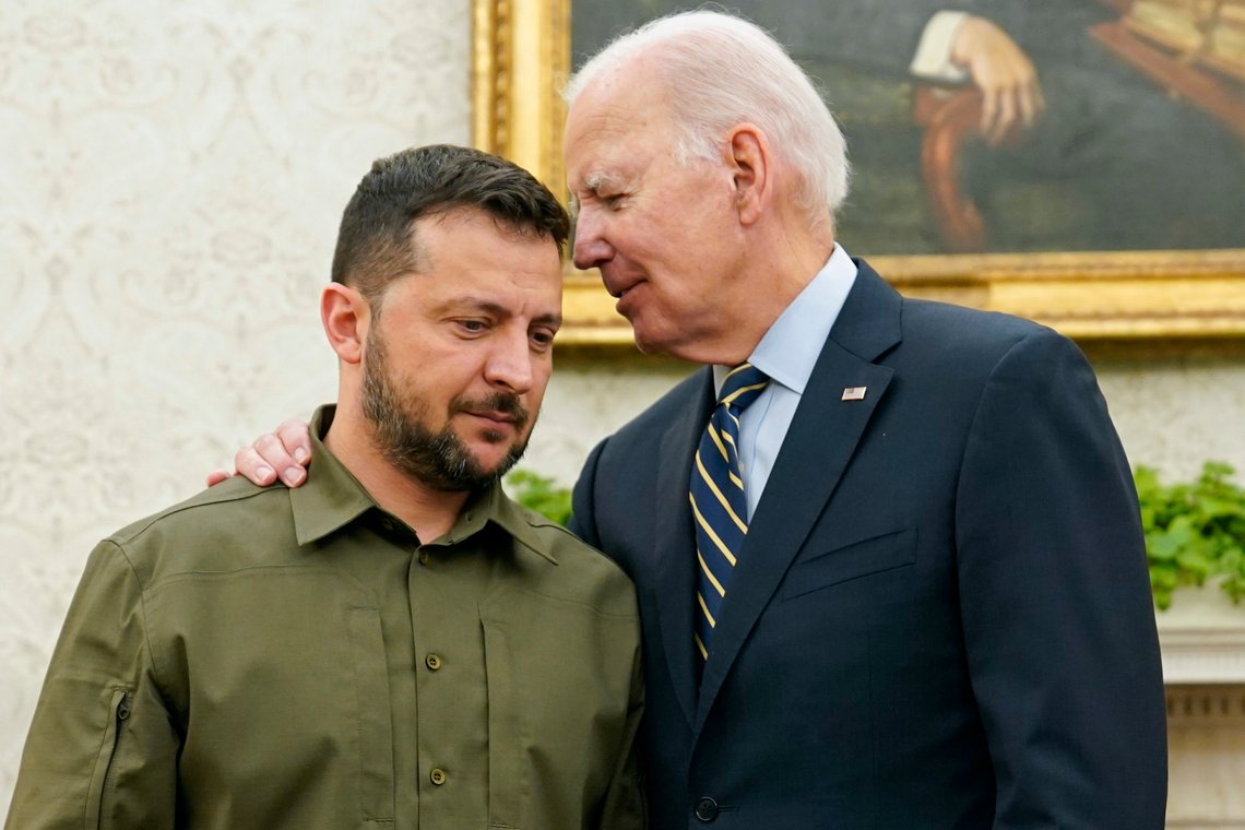 FILE - President Joe Biden meets with Ukrainian President Volodymyr Zelenskyy in the Oval Office of the White House, Thursday, Sept. 21, 2023, in Washington. (AP Photo/Evan Vucci, File) FILE - President Joe Biden meets with Ukrainian President Volodymyr Zelenskyy in the Oval Office of the White House, Thursday, Sept. 21, 2023, in Washington. (AP Photo/Evan Vucci, File)