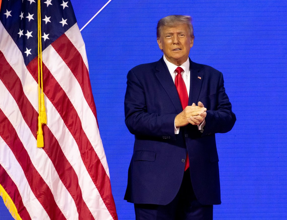 National Harbor, MD US - Mar 4, 2023: Former US President Donald J. Trump makes remarks at the 2023 CPAC. Credit: Julia Nikhinson - CNP. Photo: Shutterstock by Consolidated News Photo, United States. National Harbor, MD US - Mar 4, 2023: Former US President Donald J. Trump makes remarks at the 2023 CPAC. Credit: Julia Nikhinson - CNP. Photo: Shutterstock by Consolidated News Photo, United States.