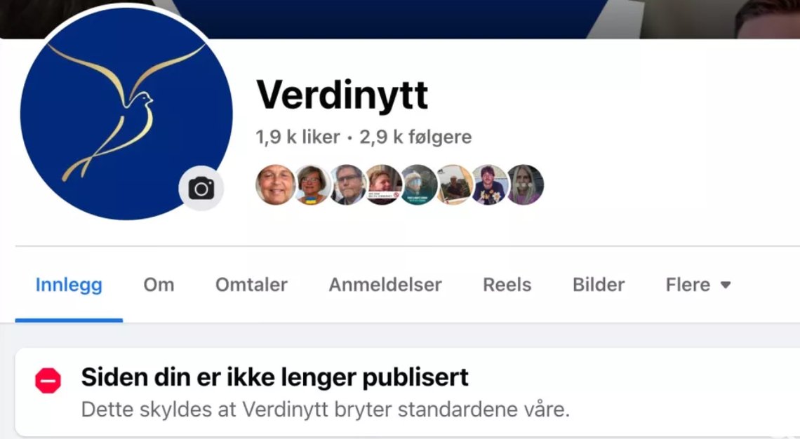 Slik så Facebook-siden til Verdinytt ut tidligere i dag. Skjermdump Facebook/ Verdinytt Slik så Facebook-siden til Verdinytt ut tidligere i dag. Skjermdump Facebook/ Verdinytt