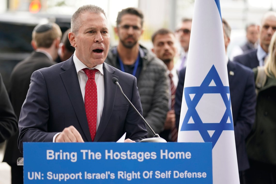 Israel vil nekte visum til FN-representanter, sier landets FN-ambassadør Gilad Erdan. Foto: AP / NTB Israel vil nekte visum til FN-representanter, sier landets FN-ambassadør Gilad Erdan. Foto: AP / NTB