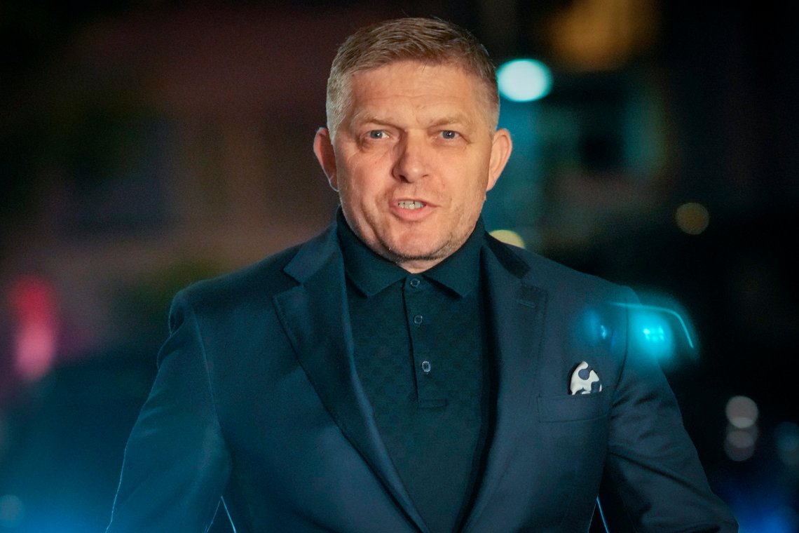 Former Prime Minister Robert Fico arrives to his party's headquarters after polling stations closed for an early parliamentary election, in Bratislava, Slovakia, Saturday, Sept. 30, 2023. (AP Photo/Darko Bandic) Former Prime Minister Robert Fico arrives to his party's headquarters after polling stations closed for an early parliamentary election, in Bratislava, Slovakia, Saturday, Sept. 30, 2023. (AP Photo/Darko Bandic)