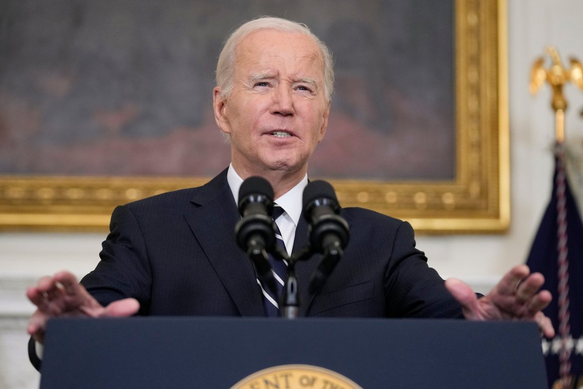 FILE - President Joe Biden speaks in the State Dining Room of the White House, Oct. 7, 2023, in Washington. Ethical concerns are casting a shadow over Biden as he seeks reelection amid ongoing investigations into his son Hunter Biden and a presidential impeachment inquiry. A new poll shows that 35% of U.S. adults believe the president himself has done something illegal. (AP Photo/Manuel Balce Ceneta, File) FILE - President Joe Biden speaks in the State Dining Room of the White House, Oct. 7, 2023, in Washington. Ethical concerns are casting a shadow over Biden as he seeks reelection amid ongoing investigations into his son Hunter Biden and a presidential impeachment inquiry. A new poll shows that 35% of U.S. adults believe the president himself has done something illegal. (AP Photo/Manuel Balce Ceneta, File)