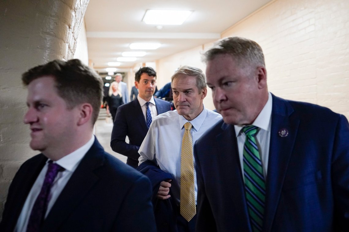 Rep. Jim Jordan, R-Ohio, arrives for a meeting with Republicans at the Capitol in Washington, Friday, Oct. 20, 2023, after he failed on a third ballot for the House speaker's gavel. (AP Photo/Alex Brandon) Rep. Jim Jordan, R-Ohio, arrives for a meeting with Republicans at the Capitol in Washington, Friday, Oct. 20, 2023, after he failed on a third ballot for the House speaker's gavel. (AP Photo/Alex Brandon)