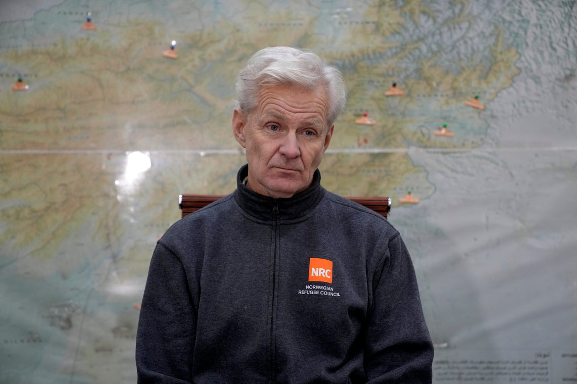 Secretary General of the Norwegian Refugee Council, NRC, Jan Egeland, listens to a question during an interview with The Associated Press in Kabul, Afghanistan, Sunday, Jan. 8, 2023. The Taliban's "internal debates and extreme decrees" are paralyzing humanitarian work in Afghanistan, the head of a major aid agency told The Associated Press on Sunday, after he arrived on a week-long trip to talk to Taliban leaders about reversing a ban on women working for national and international nongovernmental groups. Jan Egeland, who is the secretary-general of the Norwegian Refugee Council, is the first NGO chief to have visited Afghanistan to talk to the Taliban since the ban came into effect more than two weeks. (AP Photo/Ebrahim Noroozi) Secretary General of the Norwegian Refugee Council, NRC, Jan Egeland, listens to a question during an interview with The Associated Press in Kabul, Afghanistan, Sunday, Jan. 8, 2023. The Taliban's "internal debates and extreme decrees" are paralyzing humanitarian work in Afghanistan, the head of a major aid agency told The Associated Press on Sunday, after he arrived on a week-long trip to talk to Taliban leaders about reversing a ban on women working for national and international nongovernmental groups. Jan Egeland, who is the secretary-general of the Norwegian Refugee Council, is the first NGO chief to have visited Afghanistan to talk to the Taliban since the ban came into effect more than two weeks. (AP Photo/Ebrahim Noroozi)