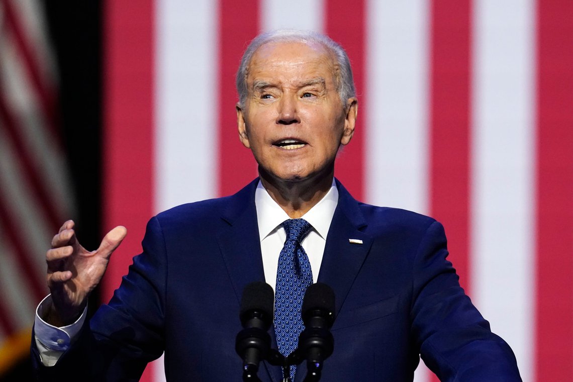 President Joe Biden speaks about democracy and the legacy of the late Arizona Sen. John McCain at the Tempe Center for the Arts, Thursday, Sept. 28, 2023, in Tempe, Ariz. (AP Photo/Ross D. Franklin) President Joe Biden speaks about democracy and the legacy of the late Arizona Sen. John McCain at the Tempe Center for the Arts, Thursday, Sept. 28, 2023, in Tempe, Ariz. (AP Photo/Ross D. Franklin)