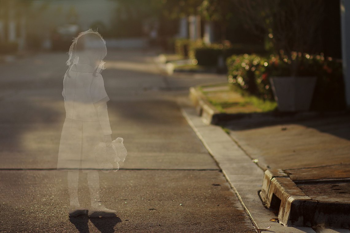 Picture of see through shadow of little girl and her doll on the road in evening time. The girl disappeared, shadow still remaining. Missing and exploited children. Photo: Shutterstock by Mama Belle and the kids, Thailand. Picture of see through shadow of little girl and her doll on the road in evening time. The girl disappeared, shadow still remaining. Missing and exploited children. Photo: Shutterstock by Mama Belle and the kids, Thailand.