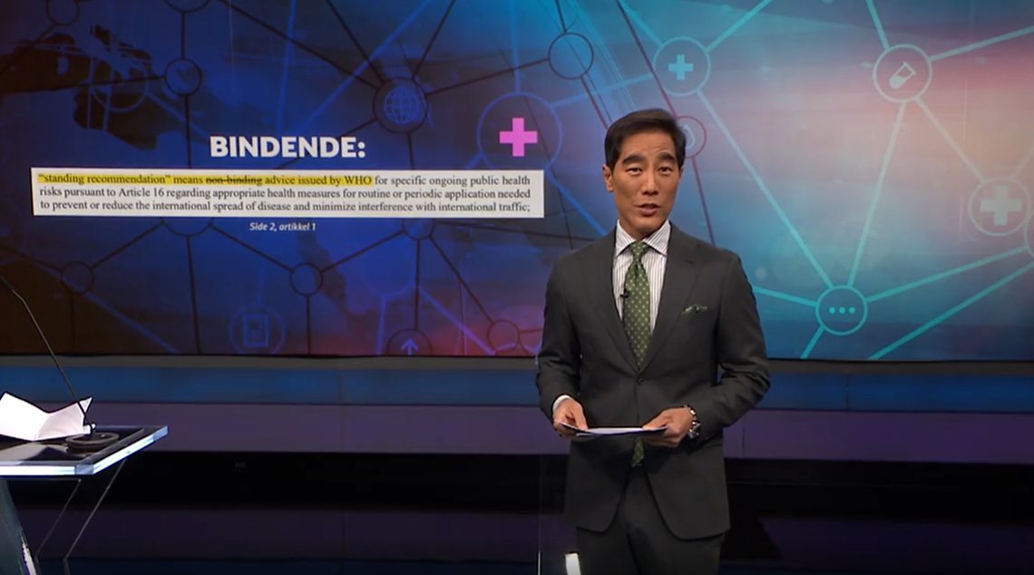 En ny smittevernslov er på trappene. Samtidig prøver norske myndigheter desperat å overgi vår suverenitet til WHO. Dette var temaet for NRK Debatten i går kveld. Stillbilde/ NRK En ny smittevernslov er på trappene. Samtidig prøver norske myndigheter desperat å overgi vår suverenitet til WHO. Dette var temaet for NRK Debatten i går kveld. Stillbilde/ NRK