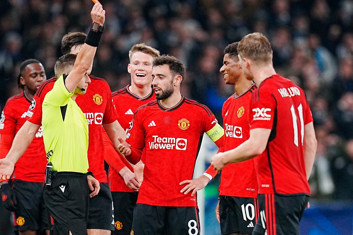 Marcus Rashford (nummer to fra høyre) fikk et omdiskutert rødt kort mot FC København. Foto. Liselotte Sabroe / Ritzau Scanpix / AP / NTB Marcus Rashford (nummer to fra høyre) fikk et omdiskutert rødt kort mot FC København. Foto. Liselotte Sabroe / Ritzau Scanpix / AP / NTB