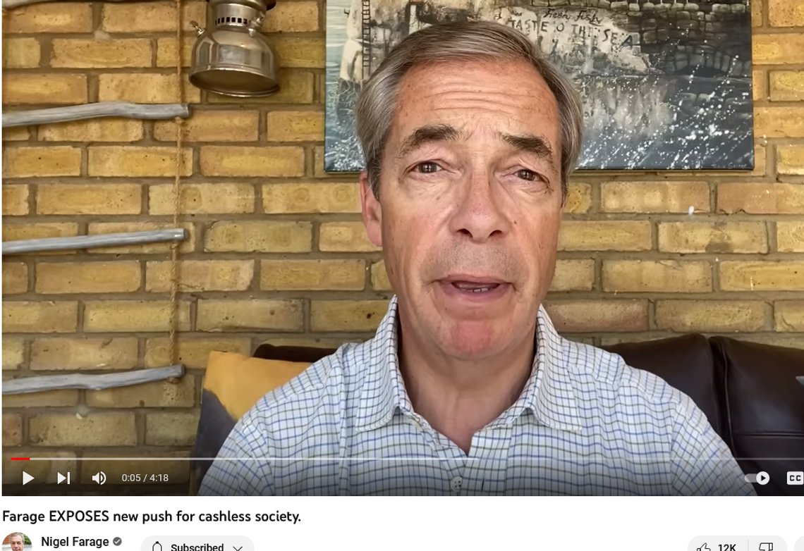 Skjermbilde av video på YouTube fra Nigel Farage. Skjermbilde av video på YouTube fra Nigel Farage.