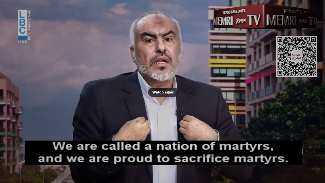 Ghazi Hamad er en av Hamas’ ypperste ledere. Han er stolt av å ofre martyrer i kampen for utslettelse av Israel. Videoklipp fra MEMRI Ghazi Hamad er en av Hamas’ ypperste ledere. Han er stolt av å ofre martyrer i kampen for utslettelse av Israel. Videoklipp fra MEMRI