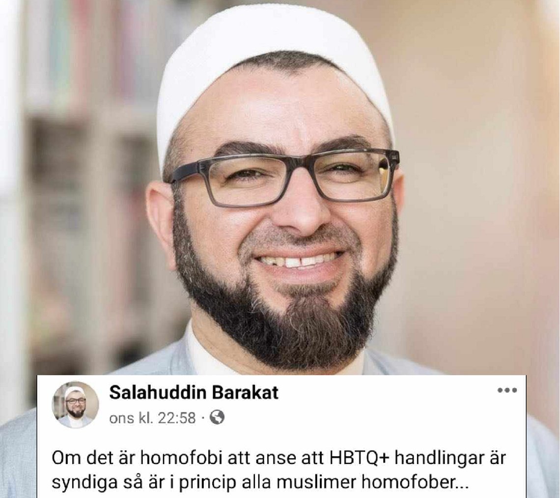 Imam Salahuddin Barakat forsvarer muslimers fordømmelse av homofili og homofile.
Foto: Montasje Facebook Imam Salahuddin Barakat forsvarer muslimers fordømmelse av homofili og homofile.
Foto: Montasje Facebook