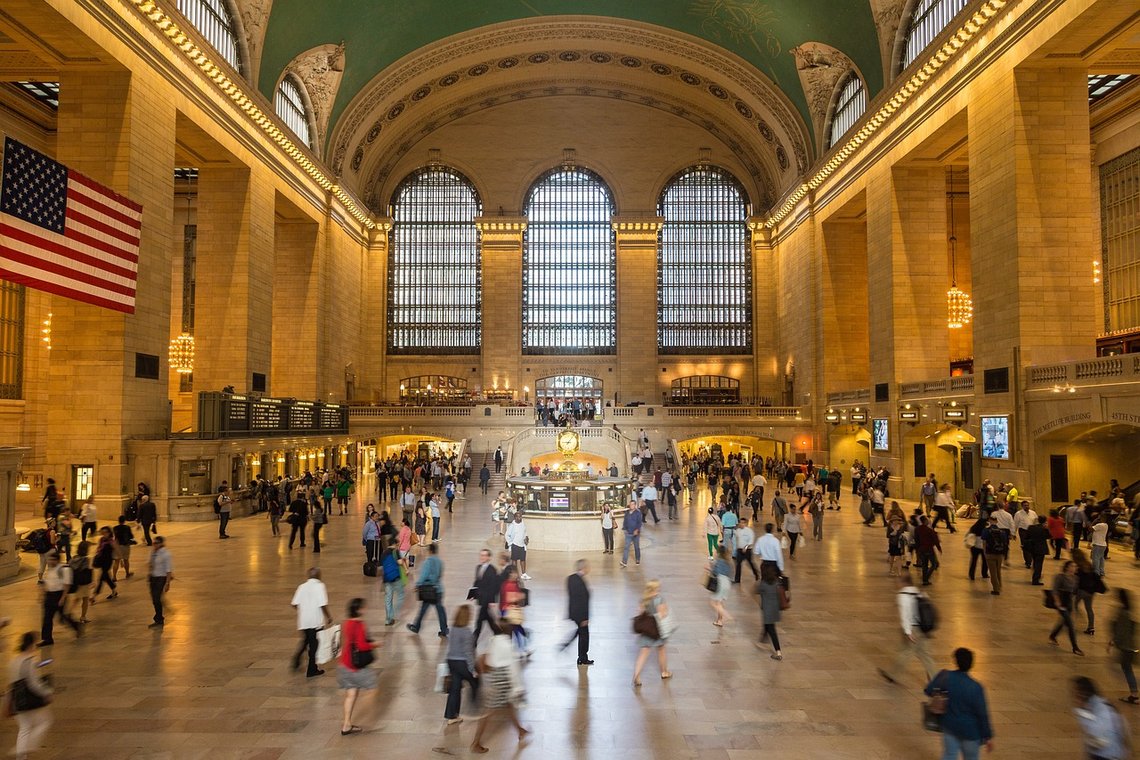 Jernbanestasjonen Grand Central Station i New York, arkivbilde fra Pixabay. Jernbanestasjonen Grand Central Station i New York, arkivbilde fra Pixabay.