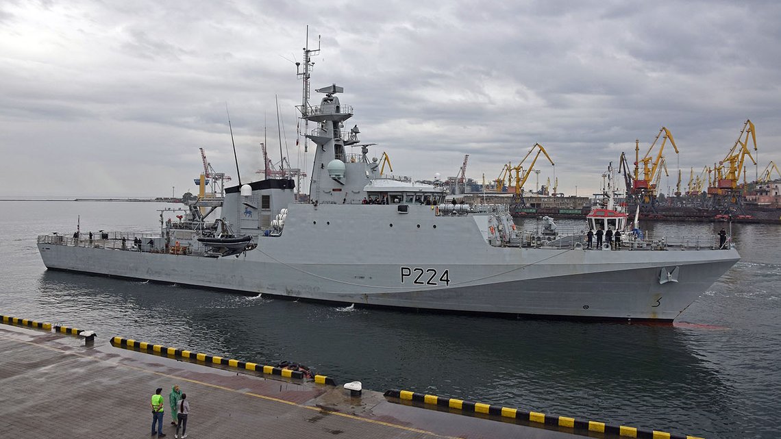 HMS Trent, her i Odessa havn mai 2021. Foto: Wikimedia Commons HMS Trent, her i Odessa havn mai 2021. Foto: Wikimedia Commons