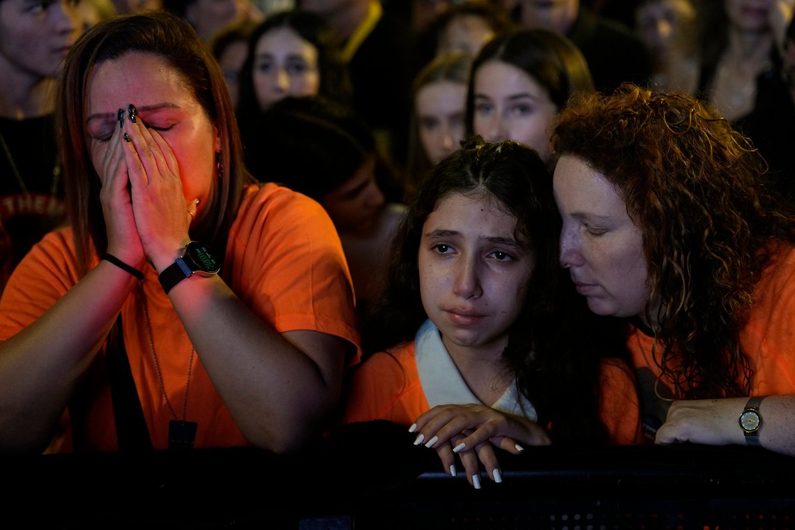 Relatives and friends of hostages held in the Gaza Strip by the Hamas militant group call for their release in the Hostages Square at the Museum of Art in Tel Aviv, Israel, Saturday Dec. 2, 2023. (AP Photo/Ariel Schalit)) Relatives and friends of hostages held in the Gaza Strip by the Hamas militant group call for their release in the Hostages Square at the Museum of Art in Tel Aviv, Israel, Saturday Dec. 2, 2023. (AP Photo/Ariel Schalit))