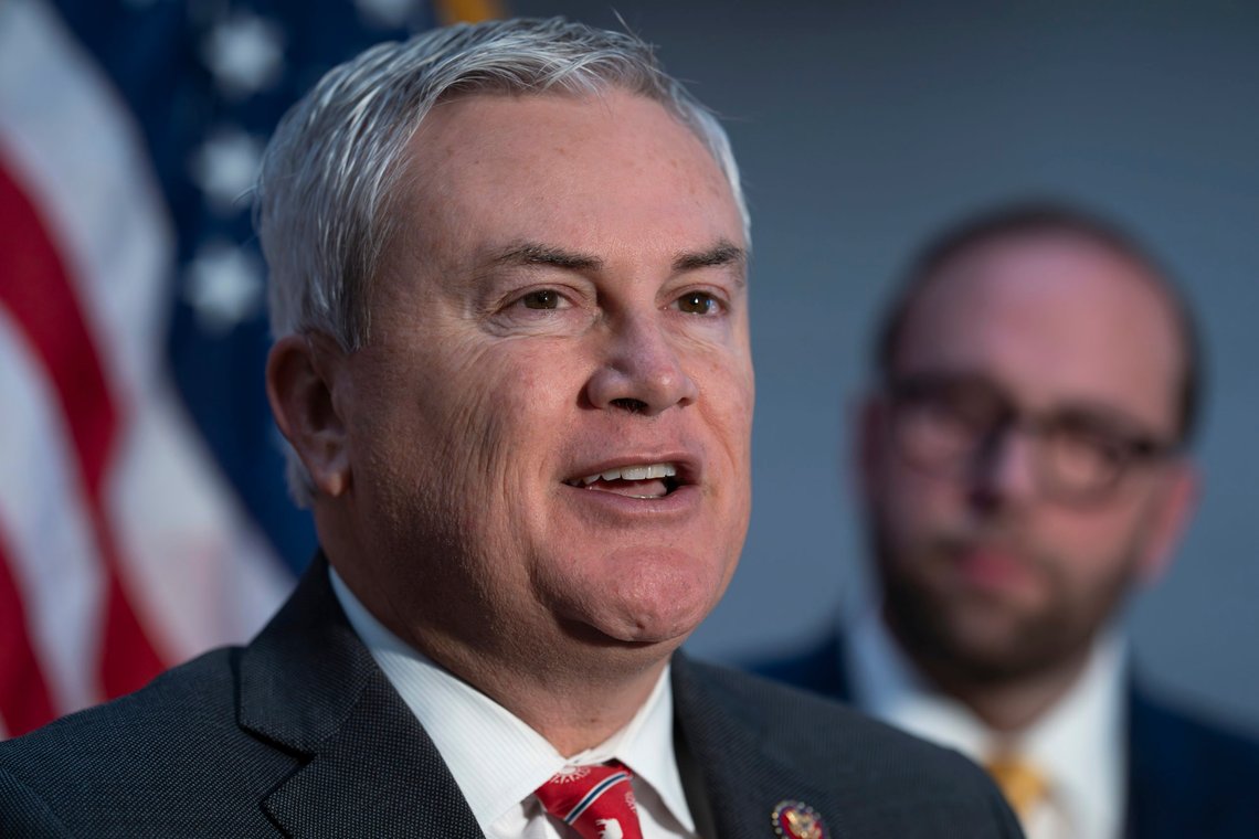 House Oversight and Accountability Committee Chairman James Comer, R-Ky., joined at right by House Ways and Means Committee Chairman Jason Smith, R-Mo., makes a statement to reporters about the Republican impeachment inquiry of President Joe Biden and his son Hunter Biden prior to a Ways and Means Committee hearing with IRS whistleblowers, at the Capitol in Washington, Tuesday, Dec. 5, 2023. (AP Photo/J. Scott Applewhite) House Oversight and Accountability Committee Chairman James Comer, R-Ky., joined at right by House Ways and Means Committee Chairman Jason Smith, R-Mo., makes a statement to reporters about the Republican impeachment inquiry of President Joe Biden and his son Hunter Biden prior to a Ways and Means Committee hearing with IRS whistleblowers, at the Capitol in Washington, Tuesday, Dec. 5, 2023. (AP Photo/J. Scott Applewhite)