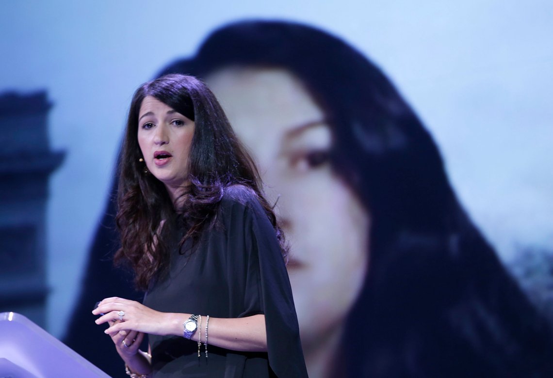 Oslo 20150526.
Oslo Freedom Forum 2015
Zineb El Rhazoui holder innlegg på Oslo Nye Teater tirsdag.
Foto: Vidar Ruud / NTB Oslo 20150526.
Oslo Freedom Forum 2015
Zineb El Rhazoui holder innlegg på Oslo Nye Teater tirsdag.
Foto: Vidar Ruud / NTB