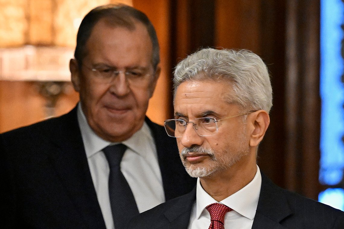 Russia's Foreign Minister Sergey Lavrov, left, and India's Foreign Minister Subrahmanyam Jaishankar enter a hall prior to their meeting in Moscow, Russia, Wednesday, Dec. 27, 2023. (Alexander Nemenov/Pool Photo via AP) Russia's Foreign Minister Sergey Lavrov, left, and India's Foreign Minister Subrahmanyam Jaishankar enter a hall prior to their meeting in Moscow, Russia, Wednesday, Dec. 27, 2023. (Alexander Nemenov/Pool Photo via AP)