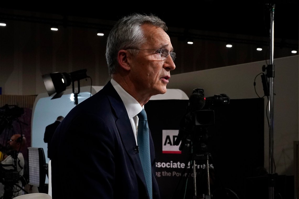 NATO Secretary-General Jens Stoltenberg speaks to The Associated Press at the COP28 U.N. Climate Summit, Friday, Dec. 1, 2023, in Dubai, United Arab Emirates. (AP Photo/Joshua A. Bickel) NATO Secretary-General Jens Stoltenberg speaks to The Associated Press at the COP28 U.N. Climate Summit, Friday, Dec. 1, 2023, in Dubai, United Arab Emirates. (AP Photo/Joshua A. Bickel)