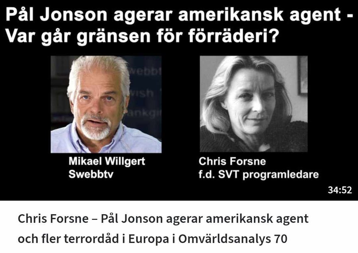 Tidligere SVT-journalist Chris Forsne ble intervjuet om forsvarsavtalen mellom USA og Sverige.
Bilde: Skjermbilde SwebbTV Tidligere SVT-journalist Chris Forsne ble intervjuet om forsvarsavtalen mellom USA og Sverige.
Bilde: Skjermbilde SwebbTV