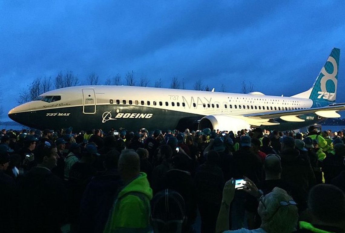 Roll-out of the first Boeing 737 MAX in December 2015. Photo: Wikimedia Commons by Aka The Beav from Seattle, Washington Roll-out of the first Boeing 737 MAX in December 2015. Photo: Wikimedia Commons by Aka The Beav from Seattle, Washington