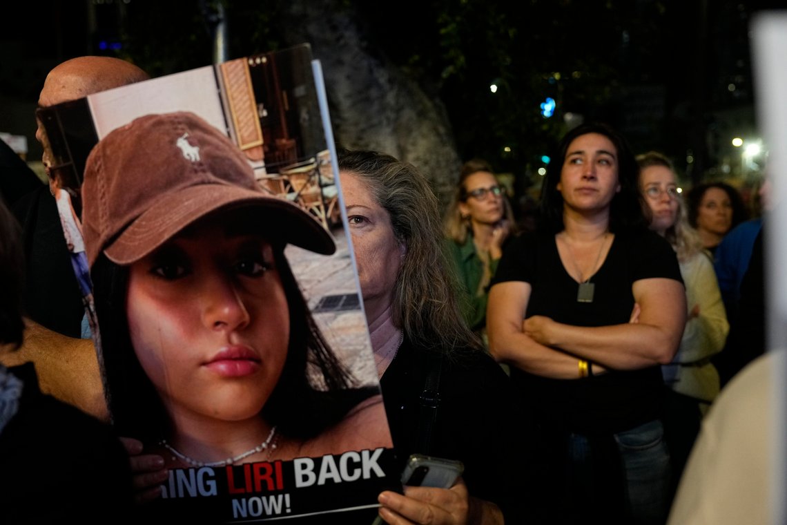 Friends and relatives of the Israeli hostages held in the Gaza Strip by the Hamas militant group attend a rally calling for their release, Saturday, Dec. 9, 2023, in Tel Aviv, Israel. (AP Photo/Ohad Zwigenberg) Friends and relatives of the Israeli hostages held in the Gaza Strip by the Hamas militant group attend a rally calling for their release, Saturday, Dec. 9, 2023, in Tel Aviv, Israel. (AP Photo/Ohad Zwigenberg)