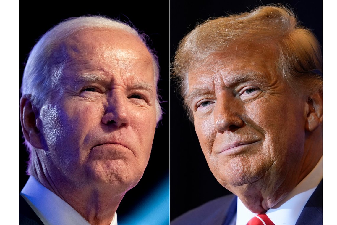 FILE - This combo image shows President Joe Biden, left, Jan. 5, 2024, and Republican presidential candidate former President Donald Trump, right, Jan. 19, 2024. (AP Photo, File) FILE - This combo image shows President Joe Biden, left, Jan. 5, 2024, and Republican presidential candidate former President Donald Trump, right, Jan. 19, 2024. (AP Photo, File)