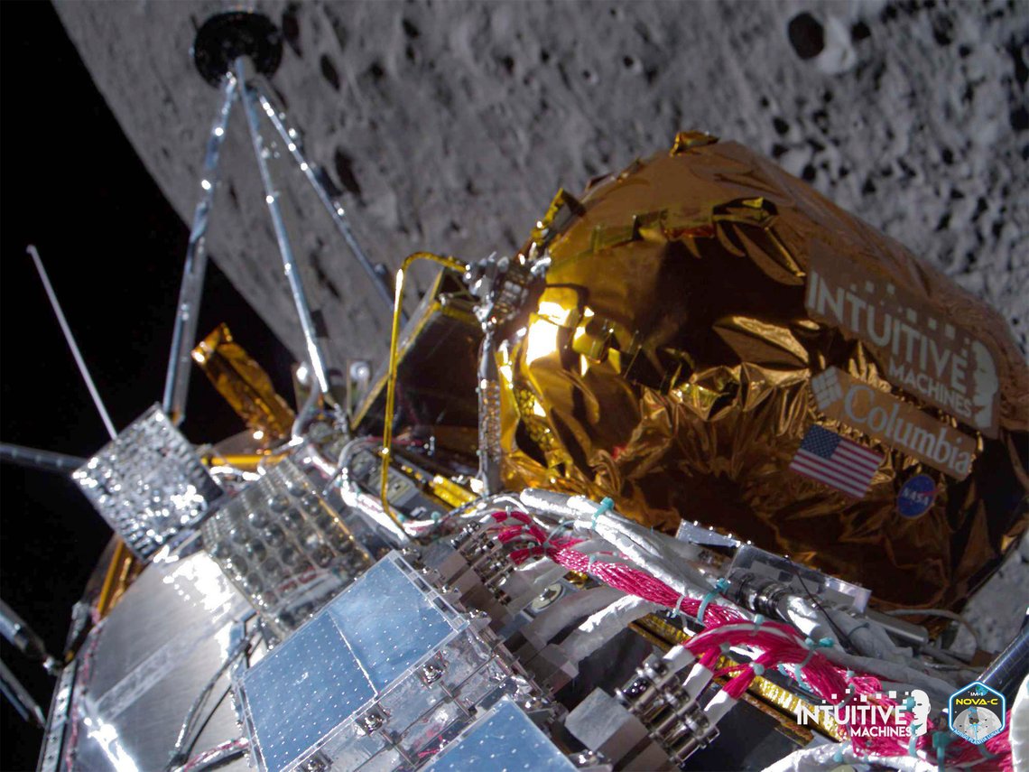 FILE - This image provided by Intuitive Machines shows its Odysseus lunar lander over the near side of the moon following lunar orbit insertion, Wednesday, Feb. 21, 2024. Intuitive Machines reported Friday, Feb. 23, 2024, that it’s communicating with its lander, Odysseus, and sending commands to acquire science data. But it noted: “We continue to learn more about the vehicle’s specific information” regarding location, overall health and positioning. (Intuitive Machines via AP, File) FILE - This image provided by Intuitive Machines shows its Odysseus lunar lander over the near side of the moon following lunar orbit insertion, Wednesday, Feb. 21, 2024. Intuitive Machines reported Friday, Feb. 23, 2024, that it’s communicating with its lander, Odysseus, and sending commands to acquire science data. But it noted: “We continue to learn more about the vehicle’s specific information” regarding location, overall health and positioning. (Intuitive Machines via AP, File)
