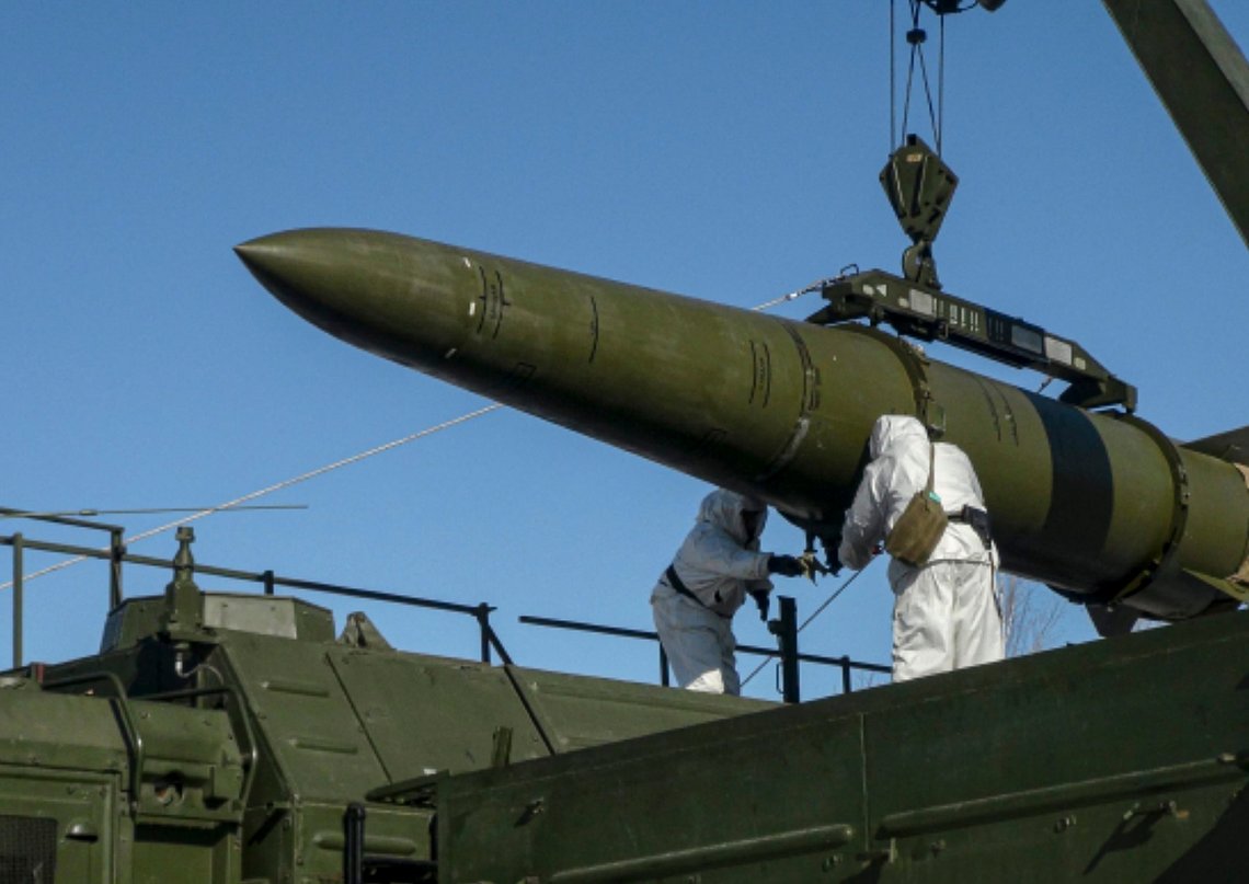 In this photo released by Russian Defense Ministry Press Service on Friday, Feb. 2, 2024, Russian troops load an Iskander missile onto a mobile launcher during drills at an undisclosed location in Russia. The Iskander is a short-range missile system that has been used by the Russian military in the fighting in Ukraine. (Russian Defense Ministry Press Service via AP) In this photo released by Russian Defense Ministry Press Service on Friday, Feb. 2, 2024, Russian troops load an Iskander missile onto a mobile launcher during drills at an undisclosed location in Russia. The Iskander is a short-range missile system that has been used by the Russian military in the fighting in Ukraine. (Russian Defense Ministry Press Service via AP)