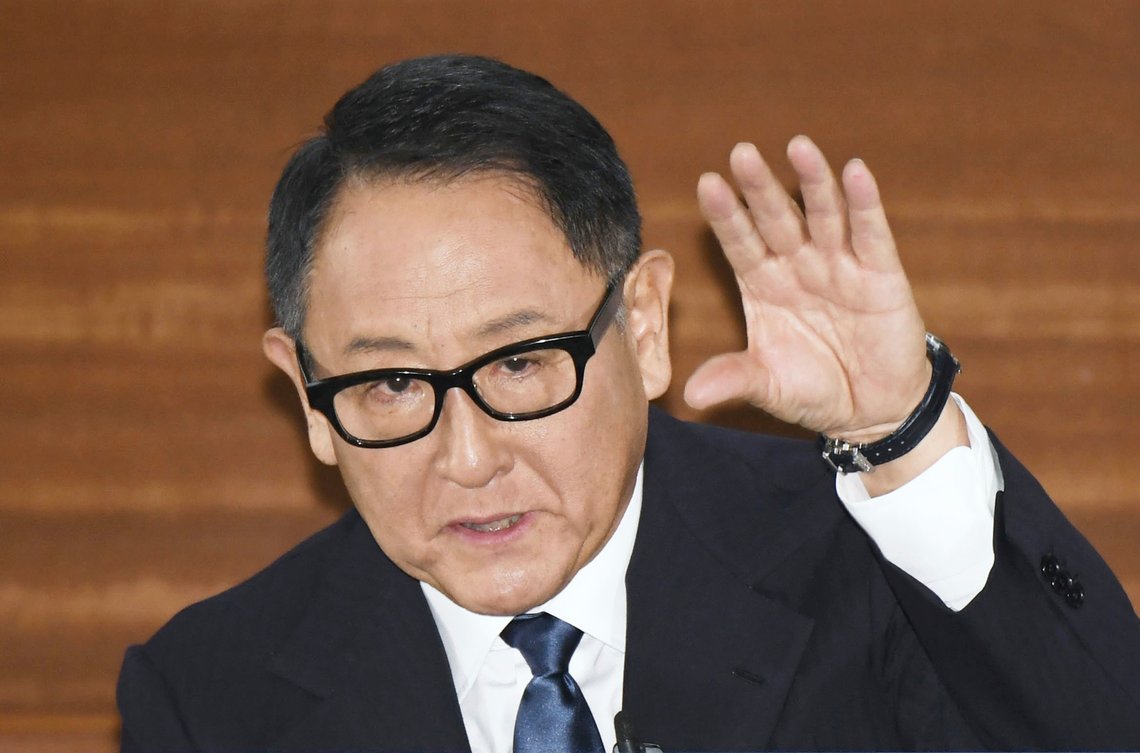Toyota Chairman Akio Toyoda speaks during a news conference in Nagoya, central Japan, Tuesday, Jan. 30, 2024. Hours after Japanese transport officials raided the plant of a Toyota group company on Tuesday to investigate cheating on engine testing, Toyoda vowed to steer the company out of scandal and ensure the Japanese automaker sticks to “making good cars.” (Kyodo News via AP) Toyota Chairman Akio Toyoda speaks during a news conference in Nagoya, central Japan, Tuesday, Jan. 30, 2024. Hours after Japanese transport officials raided the plant of a Toyota group company on Tuesday to investigate cheating on engine testing, Toyoda vowed to steer the company out of scandal and ensure the Japanese automaker sticks to “making good cars.” (Kyodo News via AP)