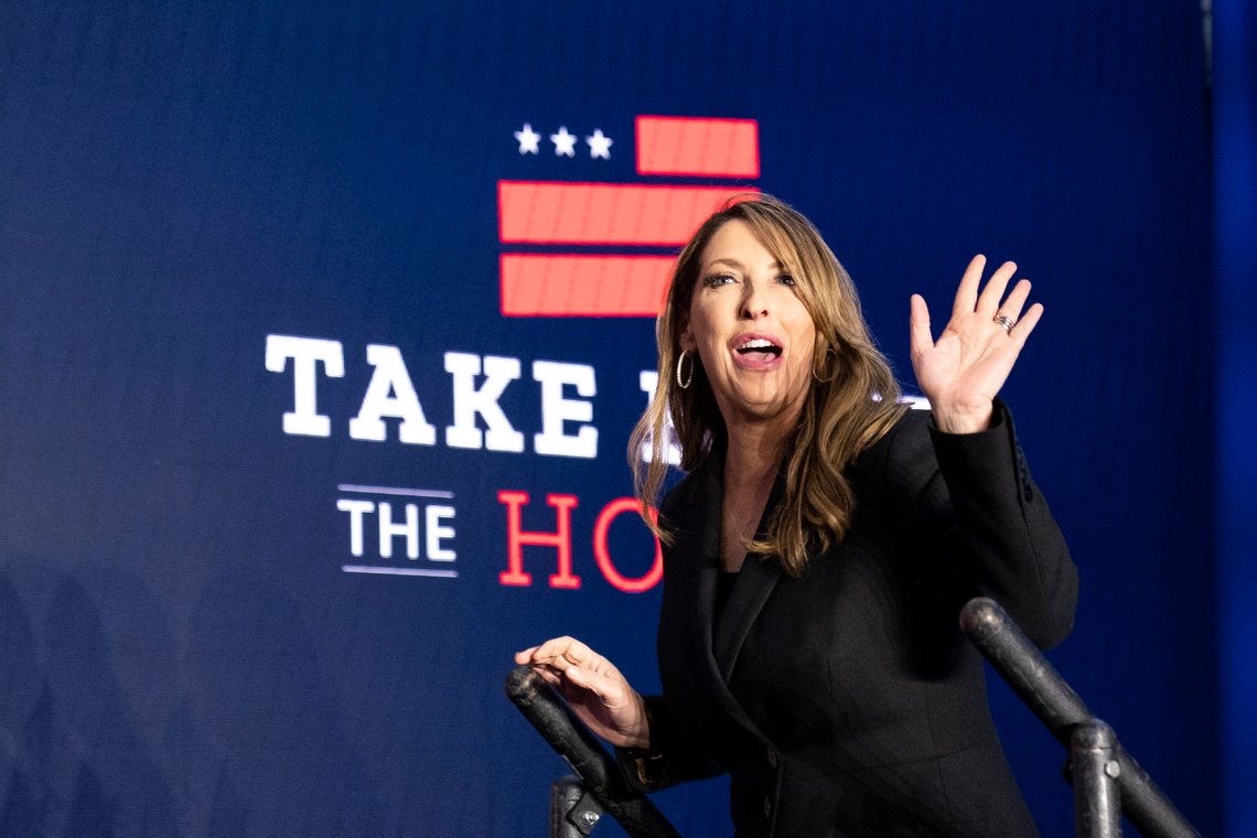 FILE - Republican National Committee chair Ronna McDaniel arrives on stage before House Minority Leader Kevin McCarthy of Calif., speaks at an event Nov. 9, 2022, in Washington. McDaniel says she will leave her post on March 8. She's leaving the GOP’s national leadership as Donald Trump moves toward another presidential nomination and asserts new control over the party. (AP Photo/Alex Brandon, File) FILE - Republican National Committee chair Ronna McDaniel arrives on stage before House Minority Leader Kevin McCarthy of Calif., speaks at an event Nov. 9, 2022, in Washington. McDaniel says she will leave her post on March 8. She's leaving the GOP’s national leadership as Donald Trump moves toward another presidential nomination and asserts new control over the party. (AP Photo/Alex Brandon, File)