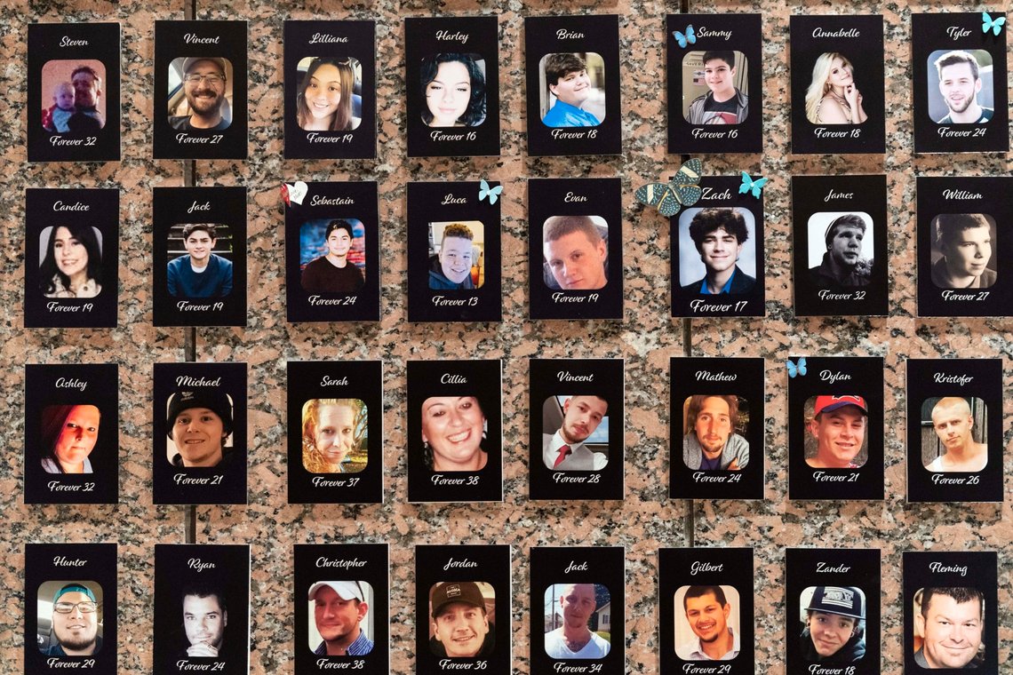 Photographs of people who had died from drugs are on display during the Second Annual Family Summit on Fentanyl at DEA Headquarters in Washington, Tuesday, Sept. 26, 2023. (AP Photo/Jose Luis Magana) Photographs of people who had died from drugs are on display during the Second Annual Family Summit on Fentanyl at DEA Headquarters in Washington, Tuesday, Sept. 26, 2023. (AP Photo/Jose Luis Magana)