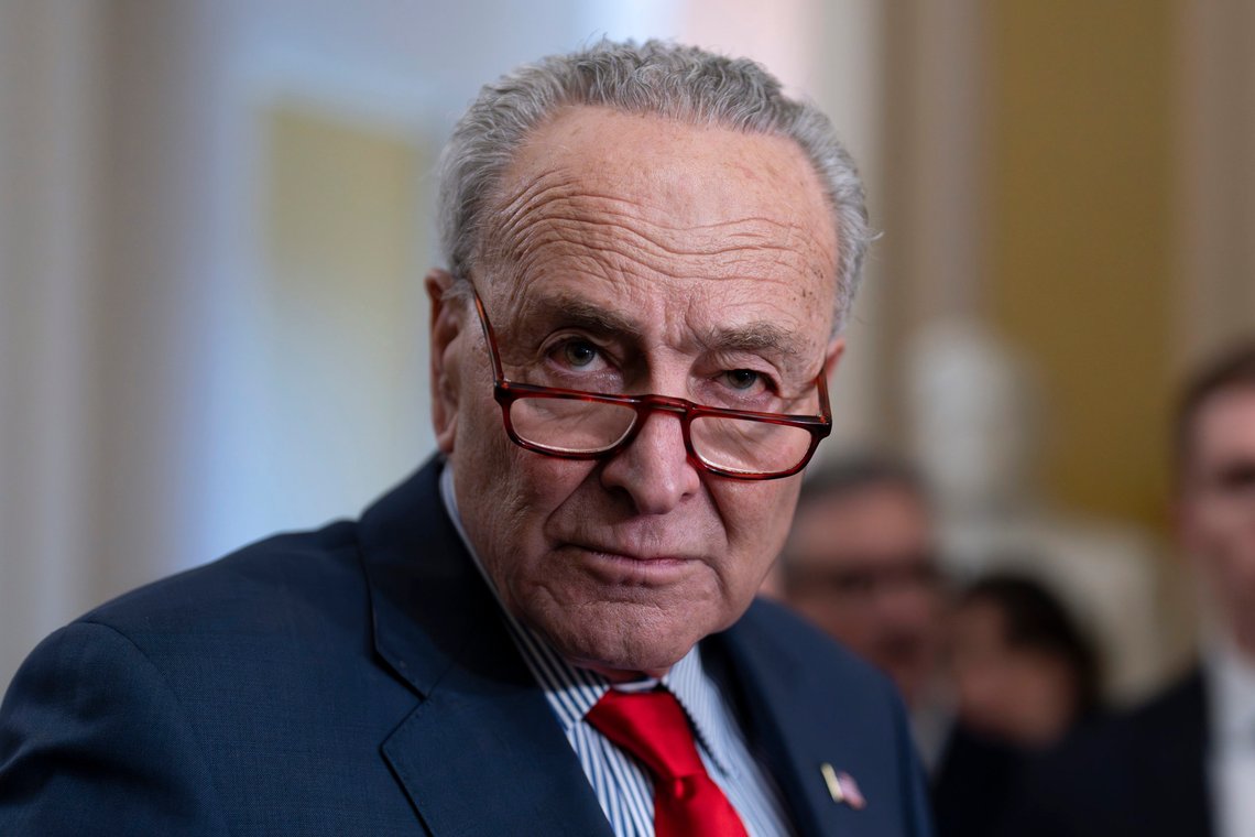 FILE - Senate Majority Leader Chuck Schumer, D-N.Y., speaks to reporters at the Capitol in Washington, March 12, 2024. Schumer is calling on Israel to hold new elections. Schumer says he believes Israeli Prime Minister Benjamin Netanyahu has “lost his way” amid the Israeli bombardment of Gaza and a growing humanitarian crisis there. Schumer is the first Jewish majority leader in the Senate and the highest-ranking Jewish official in the U.S.. (AP Photo/J. Scott Applewhite, File) FILE - Senate Majority Leader Chuck Schumer, D-N.Y., speaks to reporters at the Capitol in Washington, March 12, 2024. Schumer is calling on Israel to hold new elections. Schumer says he believes Israeli Prime Minister Benjamin Netanyahu has “lost his way” amid the Israeli bombardment of Gaza and a growing humanitarian crisis there. Schumer is the first Jewish majority leader in the Senate and the highest-ranking Jewish official in the U.S.. (AP Photo/J. Scott Applewhite, File)