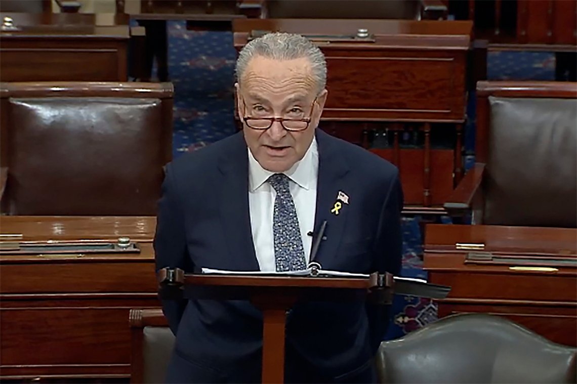 Chuck Schumer holdt en tale i Senatet som skaper sterke reaksjoner, både fra Israel og fra amerikanske jøder. Foto: Senate TV /AP/ NTB Chuck Schumer holdt en tale i Senatet som skaper sterke reaksjoner, både fra Israel og fra amerikanske jøder. Foto: Senate TV /AP/ NTB