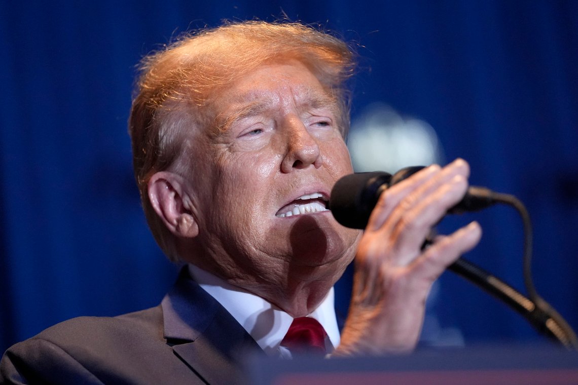 Republican presidential candidate former President Donald Trump speaks at a primary election night party at the South Carolina State Fairgrounds in Columbia, S.C., Saturday, Feb. 24, 2024. (AP Photo/Andrew Harnik) Republican presidential candidate former President Donald Trump speaks at a primary election night party at the South Carolina State Fairgrounds in Columbia, S.C., Saturday, Feb. 24, 2024. (AP Photo/Andrew Harnik)