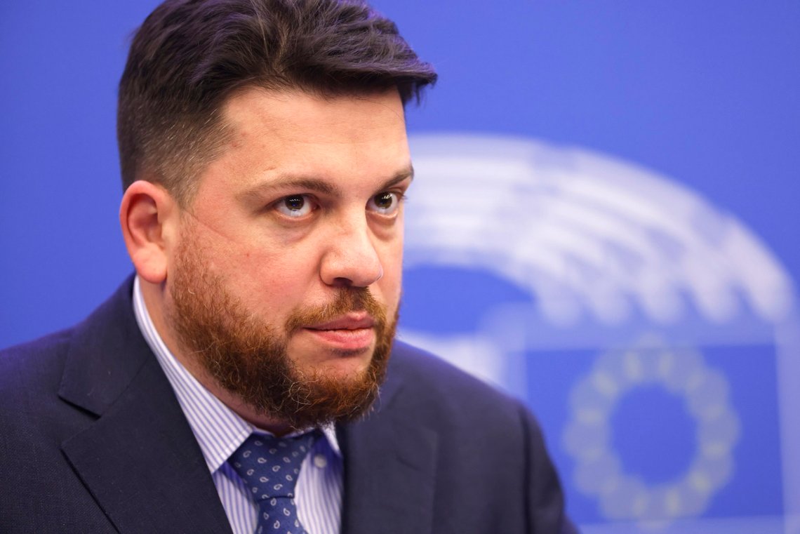 FILE - Russia's Leonid Volkov, Chief of staff for the 2018 presidential election for Alexei Navalny's campaign, looks on, at the European Parliament in Strasbourg, eastern France, Wednesday, Dec.15, 2021. Most Russian opposition figures are currently either in prison or in exile abroad. Still, many persist in challenging the Russian authorities, including by speaking out from behind bars. (AP Photo/Jean-Francois Badias, File) FILE - Russia's Leonid Volkov, Chief of staff for the 2018 presidential election for Alexei Navalny's campaign, looks on, at the European Parliament in Strasbourg, eastern France, Wednesday, Dec.15, 2021. Most Russian opposition figures are currently either in prison or in exile abroad. Still, many persist in challenging the Russian authorities, including by speaking out from behind bars. (AP Photo/Jean-Francois Badias, File)