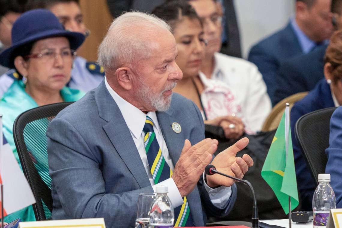 Brasils president Luiz Inacio Lula da Silva på CELAC-toppmøtet i Buccament, Saint Vincent og Grenadinene denne uken. (Foto: AP/Lucanus Ollivierre) Brasils president Lula