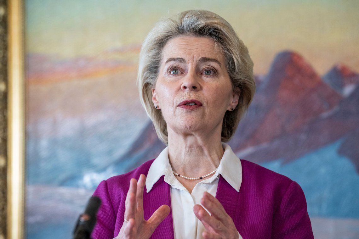 President of the European Commission Ursula von der Leyen holds a press conference at the opening of the European Commission's new office in Nuuk, Greenland, Friday, March 15, 2024. (Photo: Leiff Josefsen/Scanpix 2024) President of the European Commission Ursula von der Leyen holds a press conference at the opening of the European Commission's new office in Nuuk, Greenland, Friday, March 15, 2024. (Photo: Leiff Josefsen/Scanpix 2024)