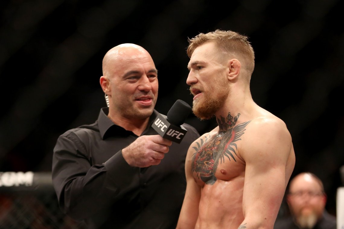 Conor McGregor, of Ireland, is interviewed by Joe Rogan after defeating Dennis Siver at UFC Fight Night, Sunday, Jan. 18, 2015 in Boston. McGregor won via 2nd round TKO. (AP Photo/Gregory Payan) Conor McGregor, of Ireland, is interviewed by Joe Rogan after defeating Dennis Siver at UFC Fight Night, Sunday, Jan. 18, 2015 in Boston. McGregor won via 2nd round TKO. (AP Photo/Gregory Payan)
