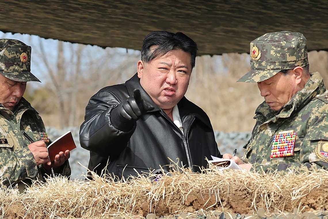 FILE - In this photo provided by the North Korean government, North Korean leader Kim Jong Un, center, supervises artillery firing drills in North Korea Thursday, March 7, 2024. Independent journalists were not given access to cover the event depicted in this image distributed by the North Korean government. The content of this image is as provided and cannot be independently verified. Korean language watermark on image as provided by source reads: "KCNA" which is the abbreviation for Korean Central News Agency. (Korean Central News Agency/Korea News Service via AP, File) FILE - In this photo provided by the North Korean government, North Korean leader Kim Jong Un, center, supervises artillery firing drills in North Korea Thursday, March 7, 2024. Independent journalists were not given access to cover the event depicted in this image distributed by the North Korean government. The content of this image is as provided and cannot be independently verified. Korean language watermark on image as provided by source reads: "KCNA" which is the abbreviation for Korean Central News Agency. (Korean Central News Agency/Korea News Service via AP, File)