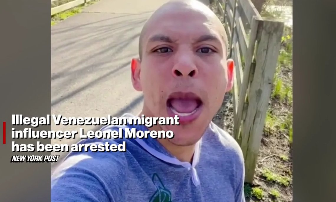 Foto: Skjermbilde: New York Post via YouTube. Leonel Moreno, the ‘migrant influencer’ who mocked America, has been arrested by ICE: sources. Leonel Moreno, «migrantinfluenseren» som hånet Amerika, har blitt arrestert av ICE. Foto: Skjermbilde: New York Post via YouTube. Leonel Moreno, the ‘migrant influencer’ who mocked America, has been arrested by ICE: sources. Leonel Moreno, «migrantinfluenseren» som hånet Amerika, har blitt arrestert av ICE.