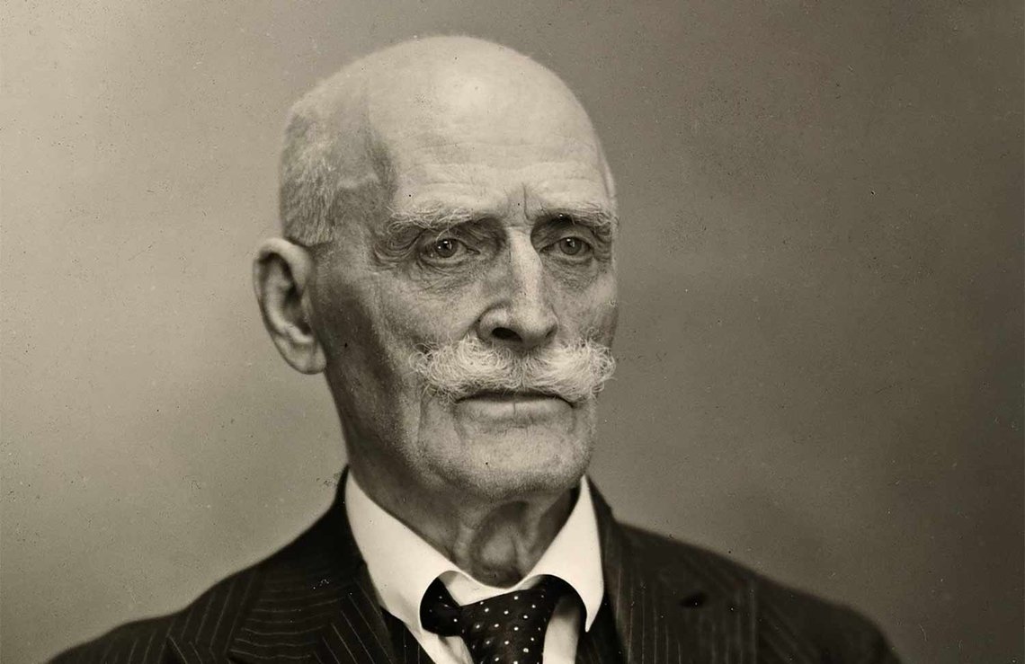 Knut Hamsun kan få nytt liv ved hjelp av kunstig intelligens. Her er han fotografert i 1944. (Foto: Martha Grande Myhrslo (1886-1976), fra Nasjonalbiblioteket. Utsnitt). Knut Hamsun fotografert av Martha Grande Myhrslo