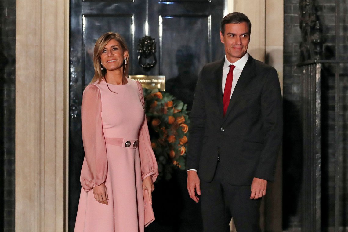 FILE - Spanish Prime Minister Pedro Sanchez and his wife Begona Gomez arrive at 10 Downing Street in London, Dec. 3, 2019. A Spanish judge agreed Wednesday, April 24, 2024 to probe accusations of corruption made against the wife of Spanish Prime Minister Pedro Sánchez by a private group with a history of filing lawsuits for right-wing causes. (AP Photo/Alastair Grant, File) FILE - Spanish Prime Minister Pedro Sanchez and his wife Begona Gomez arrive at 10 Downing Street in London, Dec. 3, 2019. A Spanish judge agreed Wednesday, April 24, 2024 to probe accusations of corruption made against the wife of Spanish Prime Minister Pedro Sánchez by a private group with a history of filing lawsuits for right-wing causes. (AP Photo/Alastair Grant, File)
