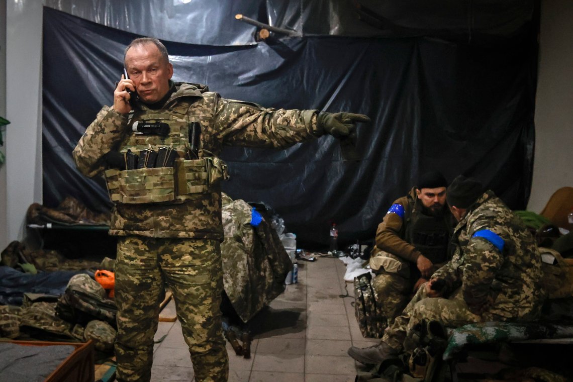 FILE - Commander of the Ukrainian army, Col. Gen. Oleksandr Syrskyi, gives instructions in a shelter in Soledar, the site of heavy battles with the Russian forces, in the Donetsk region, Ukraine, Sunday, Jan. 8, 2023. Russia's Defense Ministry said Friday Jan. 13, 2023 that its forces have captured the salt-mining town of Soledar, the focus of a bloody battle between Russian and Ukrainian forces for months. (AP Photo/Roman Chop, File) FILE - Commander of the Ukrainian army, Col. Gen. Oleksandr Syrskyi, gives instructions in a shelter in Soledar, the site of heavy battles with the Russian forces, in the Donetsk region, Ukraine, Sunday, Jan. 8, 2023. Russia's Defense Ministry said Friday Jan. 13, 2023 that its forces have captured the salt-mining town of Soledar, the focus of a bloody battle between Russian and Ukrainian forces for months. (AP Photo/Roman Chop, File)