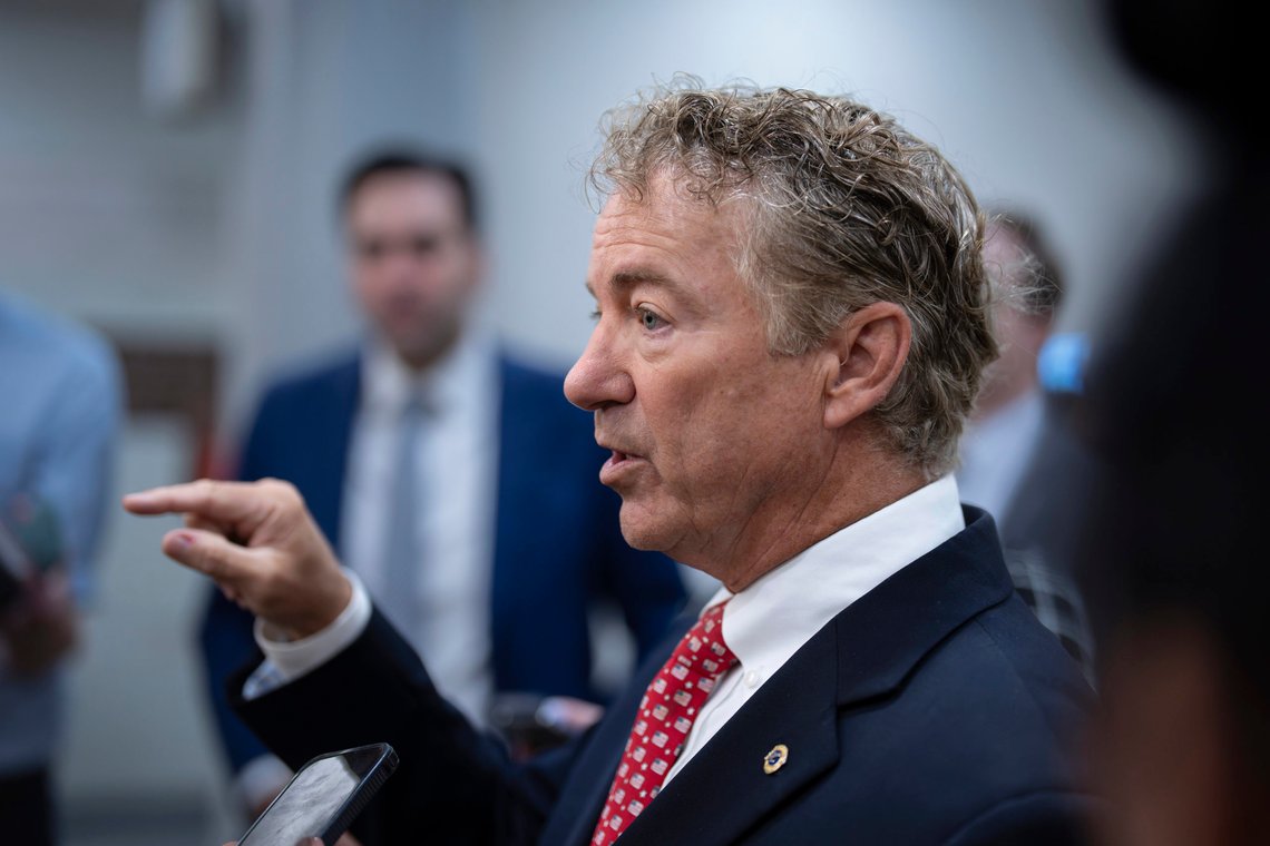Sen. Rand Paul, R-Ky., speaks to reporters about Senate Minority Leader Mitch McConnell, R-Ky., and his recent freeze-ups on camera, at the Capitol in Washington, Thursday, Sept. 7, 2023. Paul, an ophthalmologist and eye surgeon by training, challenged the conclusions of Capitol Hill attending physician Brian Monahan, who released a letter suggesting McConnell's episodes were the result of dehydration. (AP Photo/J. Scott Applewhite) Sen. Rand Paul, R-Ky., speaks to reporters about Senate Minority Leader Mitch McConnell, R-Ky., and his recent freeze-ups on camera, at the Capitol in Washington, Thursday, Sept. 7, 2023. Paul, an ophthalmologist and eye surgeon by training, challenged the conclusions of Capitol Hill attending physician Brian Monahan, who released a letter suggesting McConnell's episodes were the result of dehydration. (AP Photo/J. Scott Applewhite)