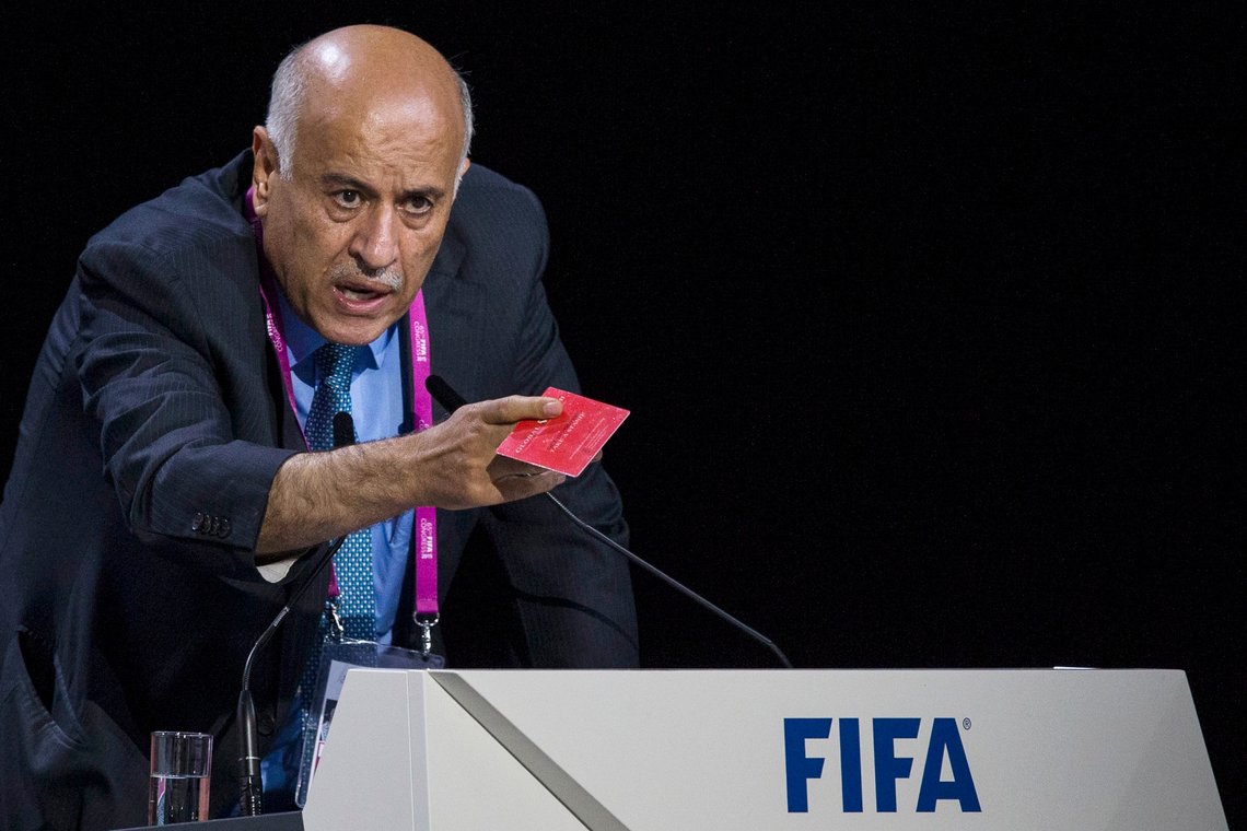 Jibril Rajoub, president of the Palestinian Football Association speaks during the 65th FIFA Congress held at the Hallenstadion in Zurich, Switzerland, Friday, May 29, 2015. (Patrick B. Kraemer/Keystone via AP) Jibril Rajoub, president of the Palestinian Football Association speaks during the 65th FIFA Congress held at the Hallenstadion in Zurich, Switzerland, Friday, May 29, 2015. (Patrick B. Kraemer/Keystone via AP)